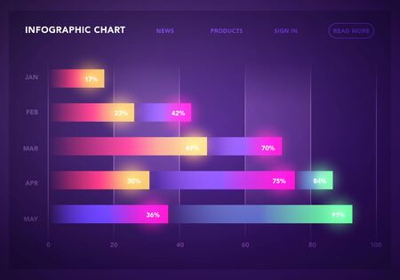 Vector Illustration Dashboard Infographic Template With Colorful Big Data Charts.のイラスト素材