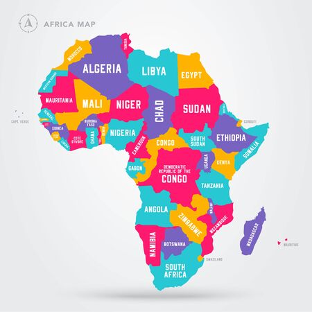 Vector Illustration Africa Regions Map With Single African Countries.のイラスト素材