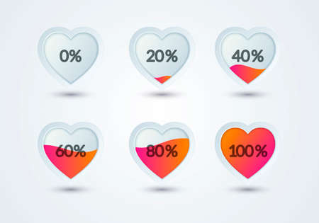 Vector Illustration Rating Hearts Set. Heart Shape Filled With Loveのイラスト素材