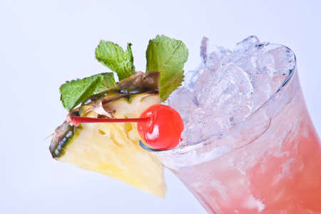 cocktail iced cherries and pineapple mint in a beautiful dessert Fougeresの写真素材