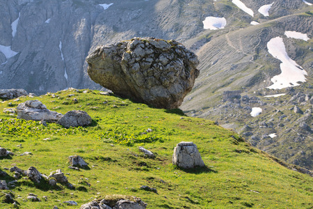 Big rock over the valleyの写真素材