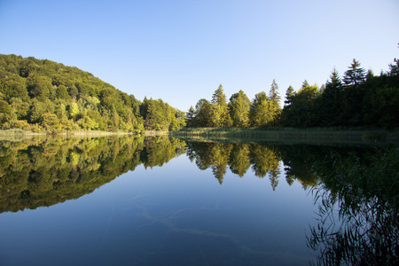lake in Plitvice National Parkの写真素材