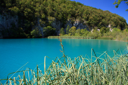 lake in Plitvice National Parkの写真素材