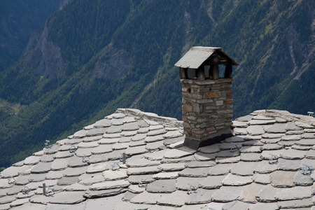 stone roof in Aosta Valleyの写真素材