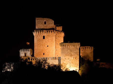 Rocca Maggiore at night  Assisiの写真素材