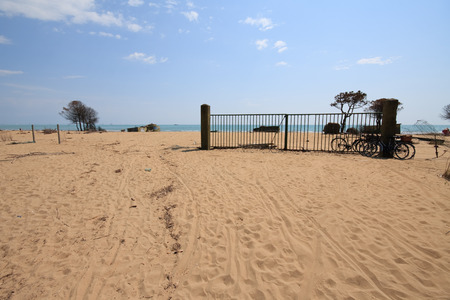 gate on the beachの写真素材