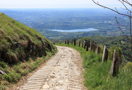 Lake Alserio from the trail to the Mount Bolettoneの写真素材