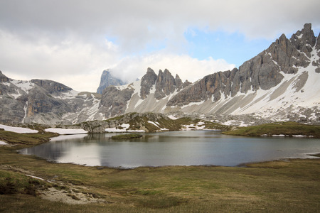 lake Plans (Sesto Dolomites)の写真素材