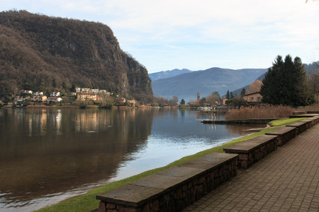 Lavena Ponte Tresa (Lake Lugano)の写真素材