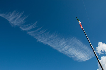 flag pole on sky backgroundの写真素材