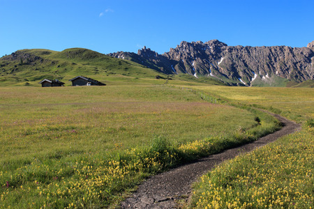 path on Seiser Alm (Dolomites)の写真素材