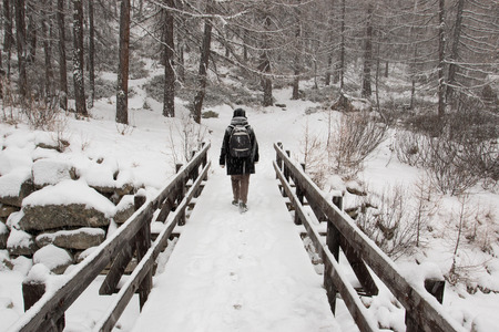 snowy landscape in Pont, in Valsavarenche, in the Gran Paradiso National Park Valle d'Aostaの写真素材