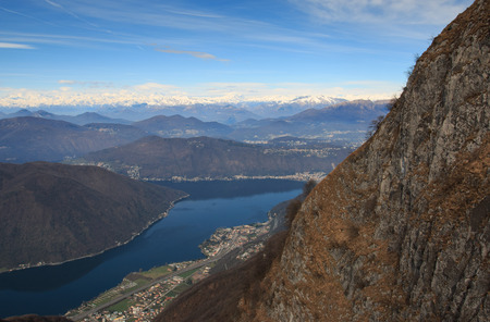 Lake Lugano from Monte Generosoの写真素材