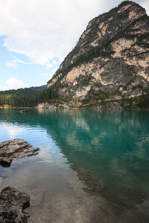 Braies lake - Dolomitesの写真素材