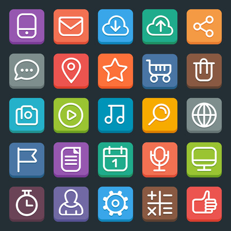 Set of 25 flat trendy icons for web and mobile applications. Full editable vector.のイラスト素材