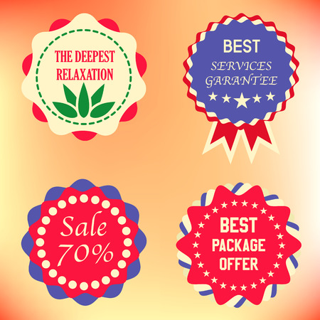 Set of vintage services badge with promotions and sales offers. Fully editable illustration. Perfect use for promotional an advertisement.のイラスト素材