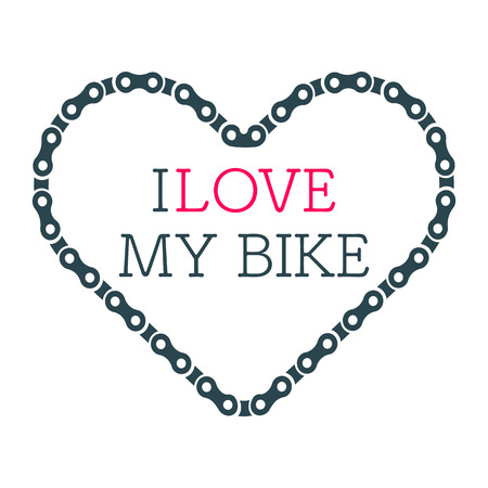 Bike heart vector with the hipster style modern urban bike in the center of illustration. 100% vector easy to edit illustration.のイラスト素材