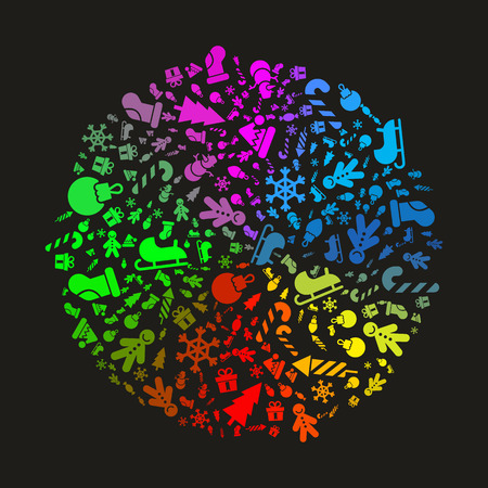 Merry Christmas pattern, Happy New Year background .Classic elements Christmas pattern winter background. Holidays icons.のイラスト素材