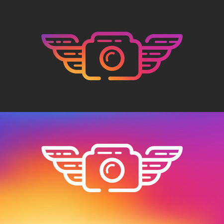 Aerial photography and videography symbol. Drone technology design - vector illustration of a drone in the sky. Modern vector art collection. Logo, logotype design.のイラスト素材