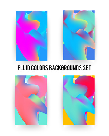 Fluid colors backgrounds set. Holographic effect. Applicable for gift.のイラスト素材