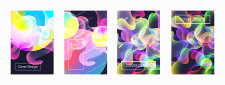 Liquid color covers set. Fluid shapes composition. Futuristic design posters. Eps10 vector.のイラスト素材
