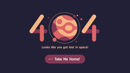 The concept of 404 error web page with beautiful styled flat design red planet. Very good idea. Perfect for sites under constructions. Vector. Flat.のイラスト素材