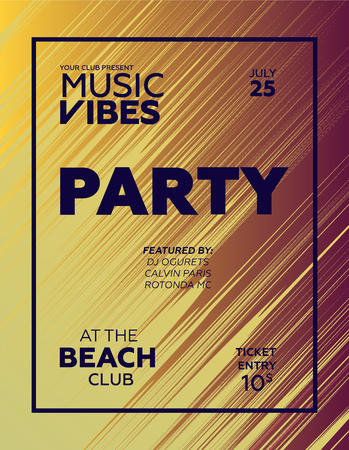 Party poster for night club. Template of invitation for summer party. Modern marble flyer design. Trance, Deep house, electronic, silent party. Eps10 vector template.のイラスト素材