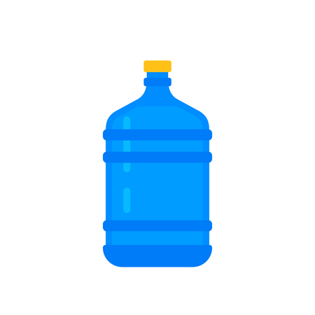 The water bottle isolated on a background. Flat design vector illustration. Big bottle with the 5 litres volume. Plastic object. For water courrier illustration. のイラスト素材