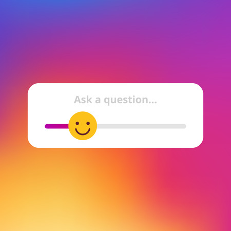 Emoji slider on the modern trendy styled gradient background. Vector illustration. Socila network...