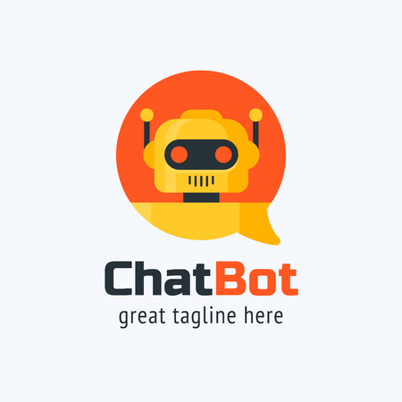 The chat bot vector design illustration. Modern flat style. Chat bot icon . Logo design. UI UX element for web design.のイラスト素材