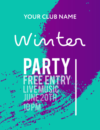 Night Party banner template for art event promotion. Glowing fiber effect background. Night party poster. Winter background. Ladies night, karaoke party, deep trance music.のイラスト素材