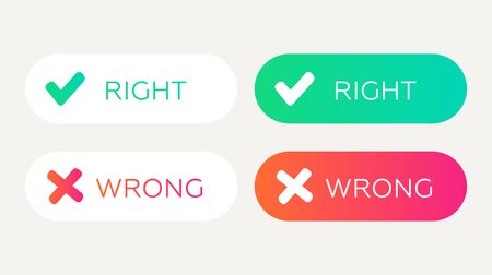 UI, UX web elements, right and wrong green and red buttons set. のイラスト素材