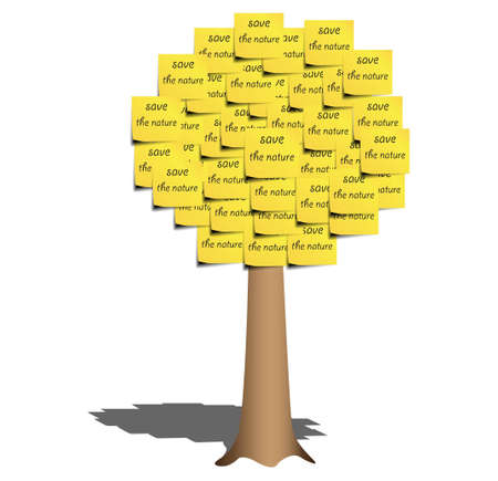 save the nature sticky notesのイラスト素材