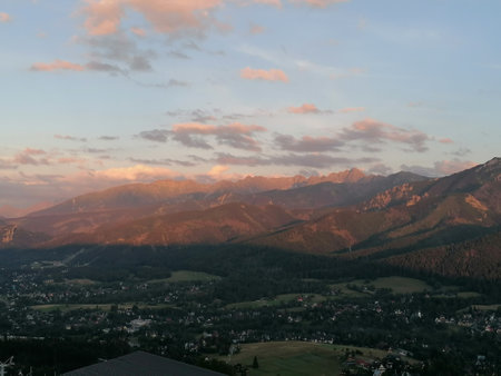 Sunset in the mountains of the Bavarian Alps, Germany.の写真素材
