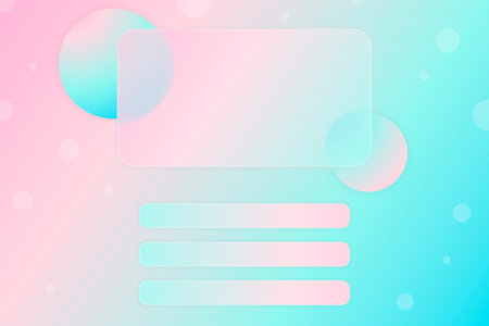 Quiz game questions and choice test menu glassmorphism horizontal template. Vector layout of the TV show competition of intellectual tasks, a screen with options for questions and answers in frames.のイラスト素材