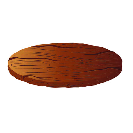 Beautiful round wooden stand in cartoon flat styleのイラスト素材