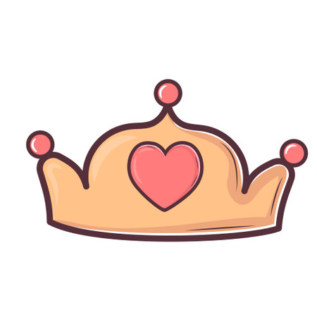 Cute golden doodle crown with heartのイラスト素材