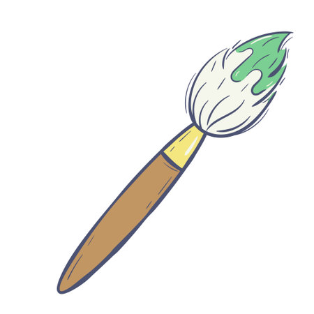 Doodle cartoon drawing brush tool with paint on itのイラスト素材