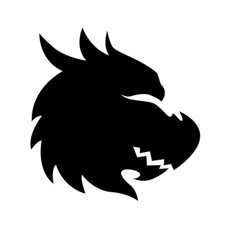 Dragon head mystical creature silhouetteのイラスト素材
