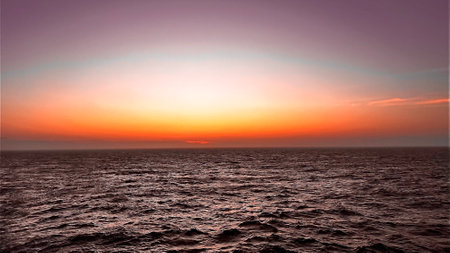 Sunset in the middle of the Indian Oceanの写真素材