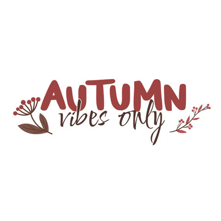 Autumn vector lettering slogans for fall season. Autumn phrases with cute and cozy design elements. Fall lettering Autumn vibes only isolated on white.のイラスト素材