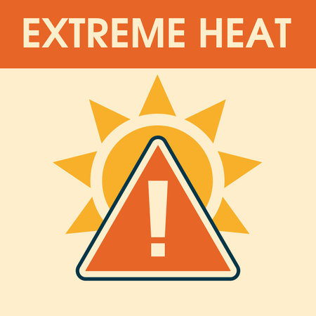 Social networks of the Extreme Heat Warning. flat modern illustration with red triangle with warning sign with an exclamation mark and the sun. High temperature warning