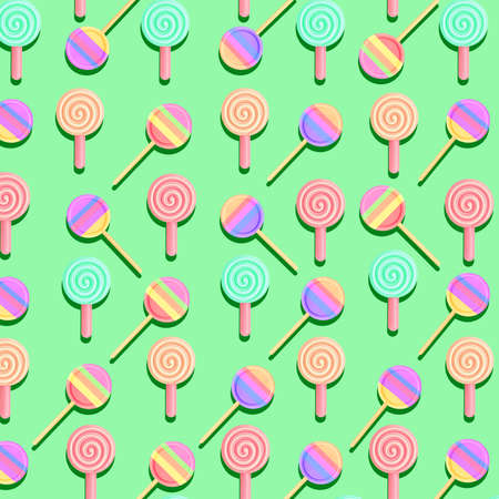 Trendy colorful lollipops with shadows summer concept vivid pattern background 3d illustrationの写真素材