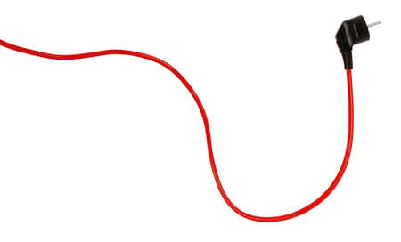 Electric power cable European type isolated on white backgroundの写真素材