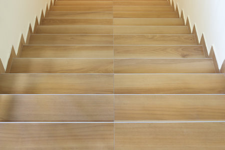 Lovely wooden stairs. Interior stairways conceptの写真素材