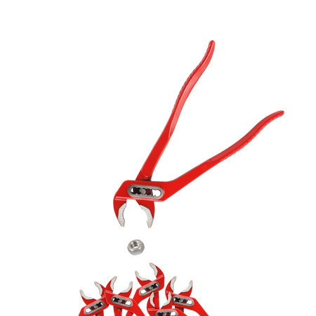 Tongue and groove pliers look like bird feeding little birds isolated on white background. Art idea concept abstractの写真素材