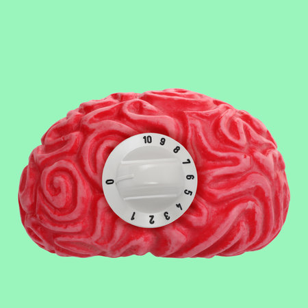 Abstract organic organ human brain with cooker control knob hot temperature on it. Mind thinkful minds concept ideaの写真素材