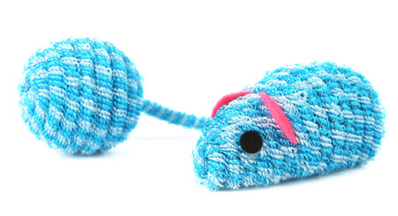 Mouse toy for cat pet with ball on tail made of natural materials. Toys for pets cats conceptの写真素材