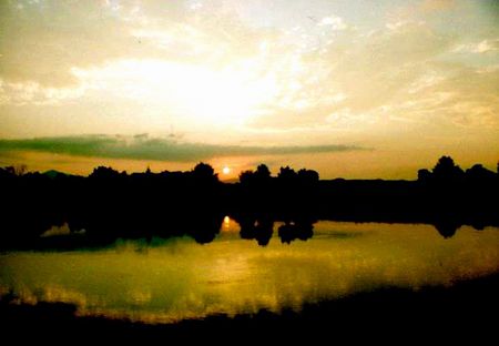Sunset on Morava riverの写真素材