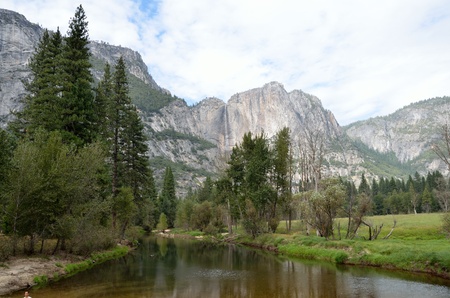 View of Yosemite Falls from Merced River